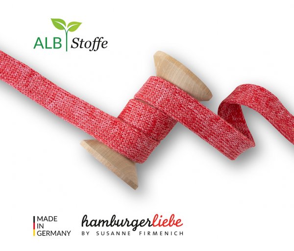 Bio Flachkordel - 2,0 cm - flamme/rosa scuro - A63/03 - Albstoffe - Hamburger Liebe